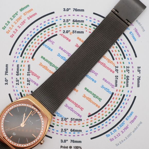 Skagen SKW2113 28mm Rose Gold Tone Quartz Watch Crystal Bezel Working main image 9